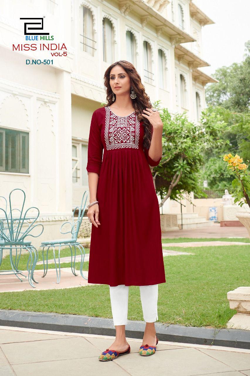 Blue Hills Miss India 5 Designer Ethnic Wear Long Kurti Anarkali Collection